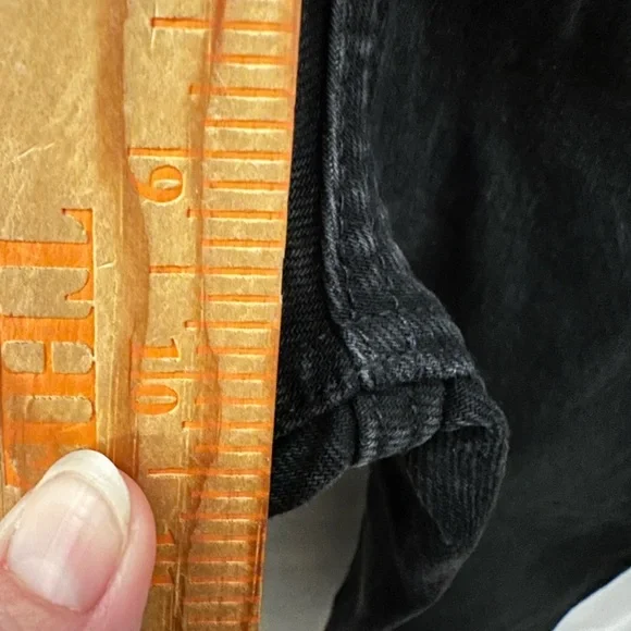 ZARA 2 Black high rise wide leg raw hem 100% cotton woman jean boho - Picture 9 of 14